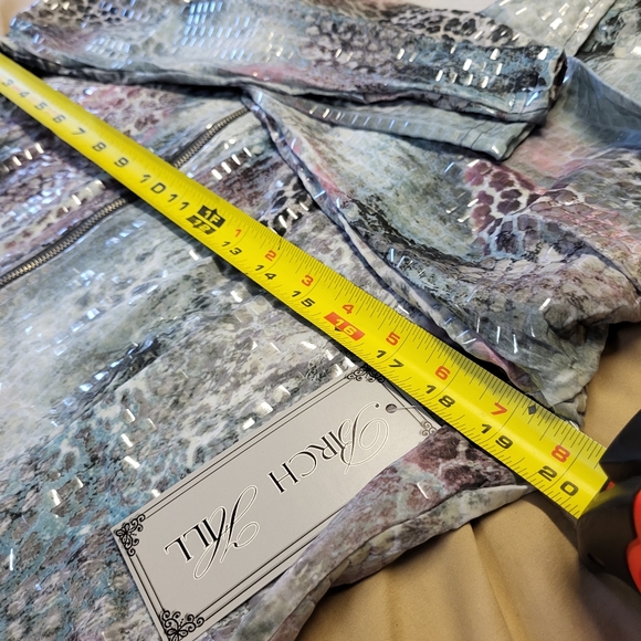 Birch Hill Abstract Metallic Shimmer Zip Jacket Women’s PL Petite Large NWT - Picture 5 of 6